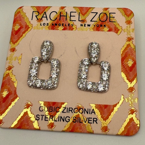 Rachel Zoe Silver Geometric Pavé Earrings - Picture 4 of 14